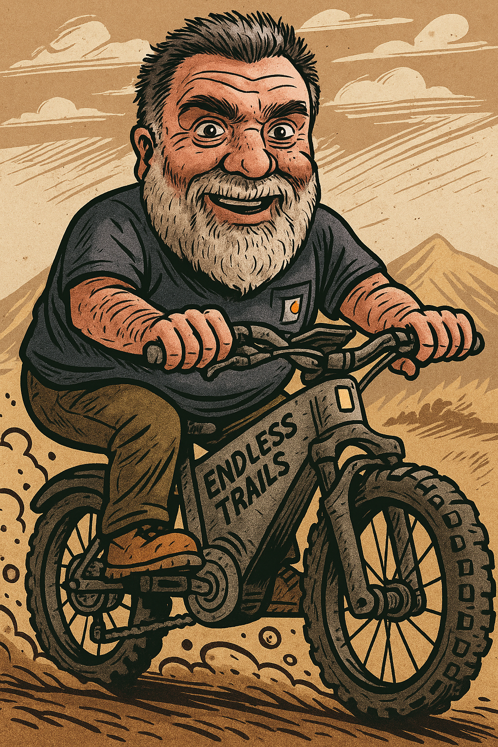 Ron posing with an electric bike inside the Endless Trails shop